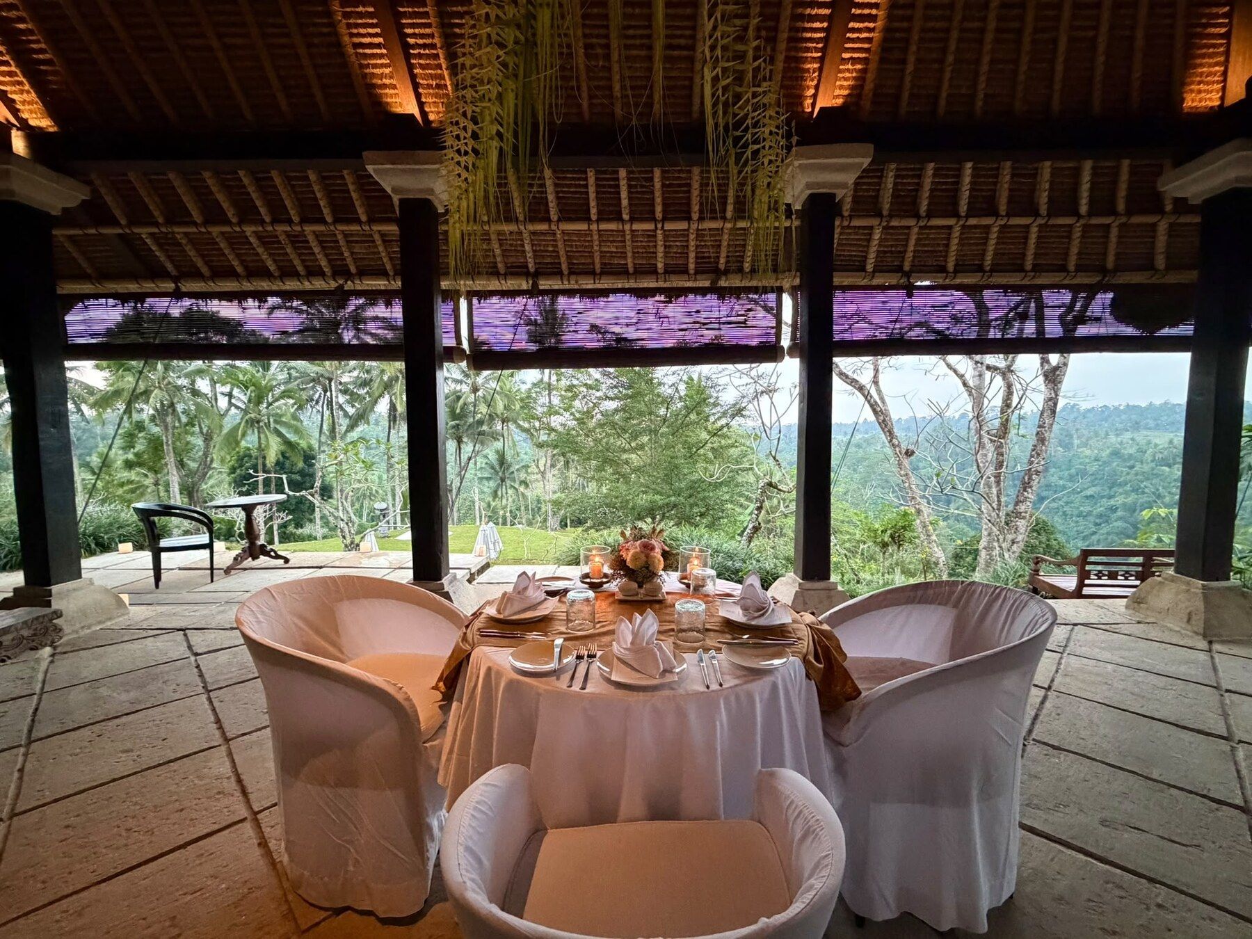 Private dinner setting overlooking the jungle